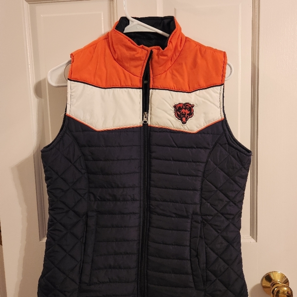 NFL Chicago Bears Quilted Vest - Navy and Orange